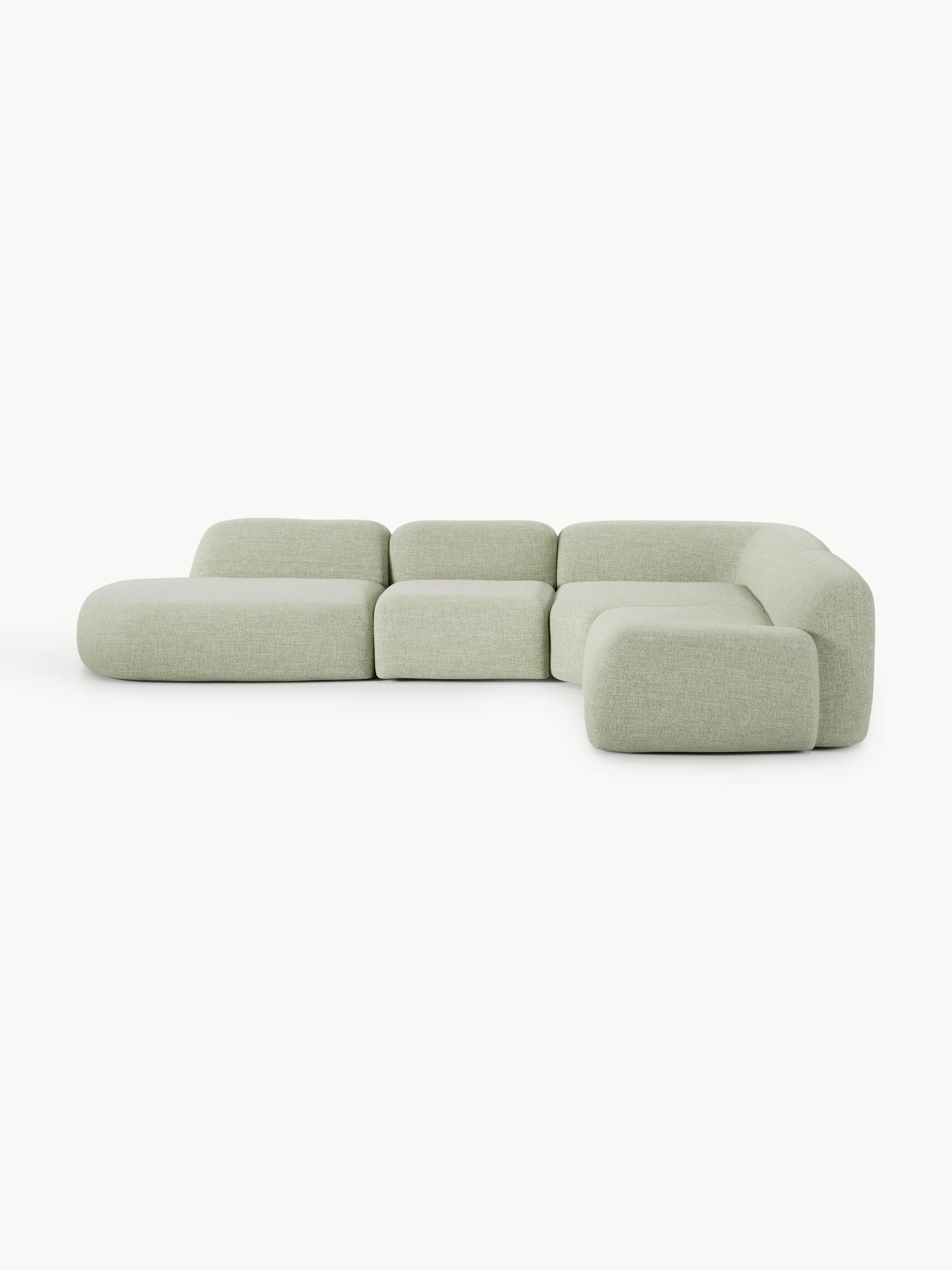 Modulaire bouclé XL hoekbank Wolke met chaise longue