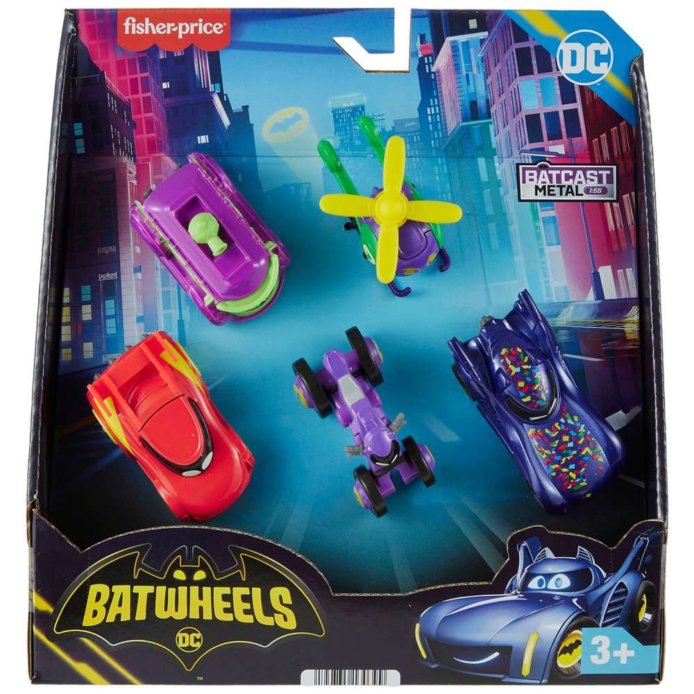 Fisher-Price Batwheels DC: Streich-Diecast-Charakterfahrzeuge, 5er-Pack