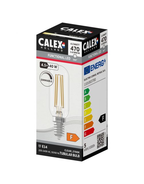 Calex Led Buis Helder Straight Filament E14 4.5w 470lm - Lichtbron -