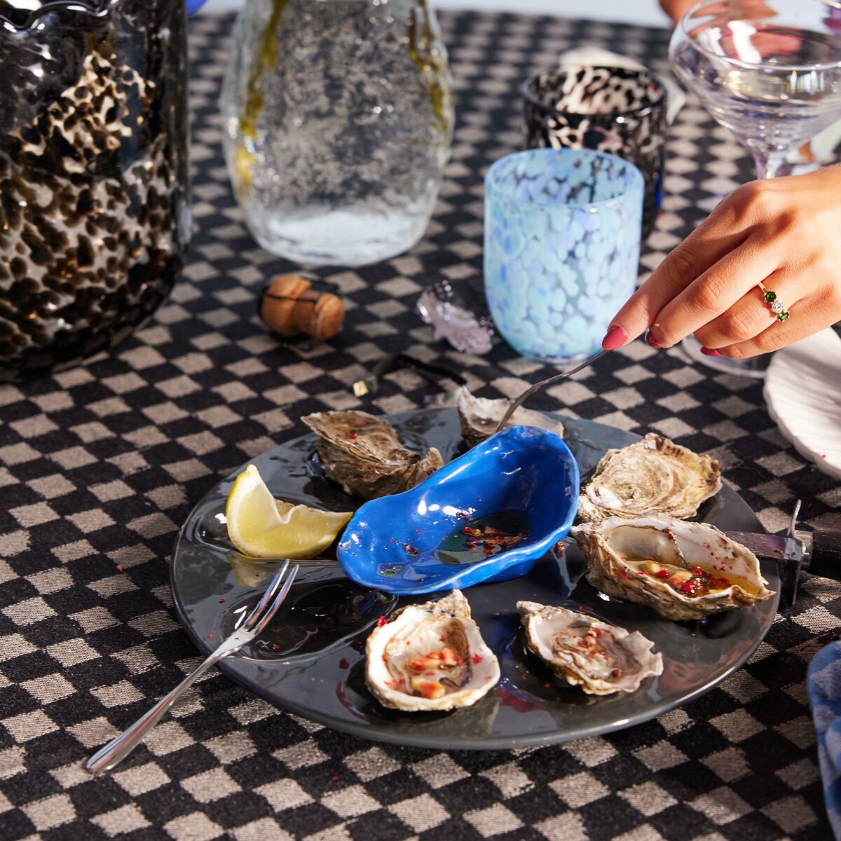 Oyster serveringsfat 27 cm, grå