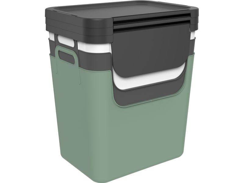 Rotho Recyclingbehälter Jive 99.2 l, Grün/Schwarz/Weiss 5-teiliges Recycling-Müllsystem