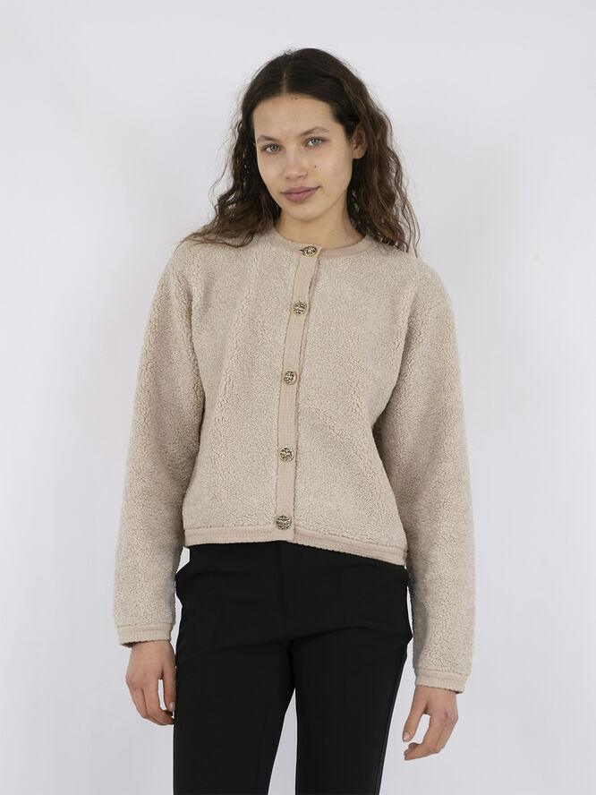 Neo Noir Limo Fluffy Knit Cardigan Sand