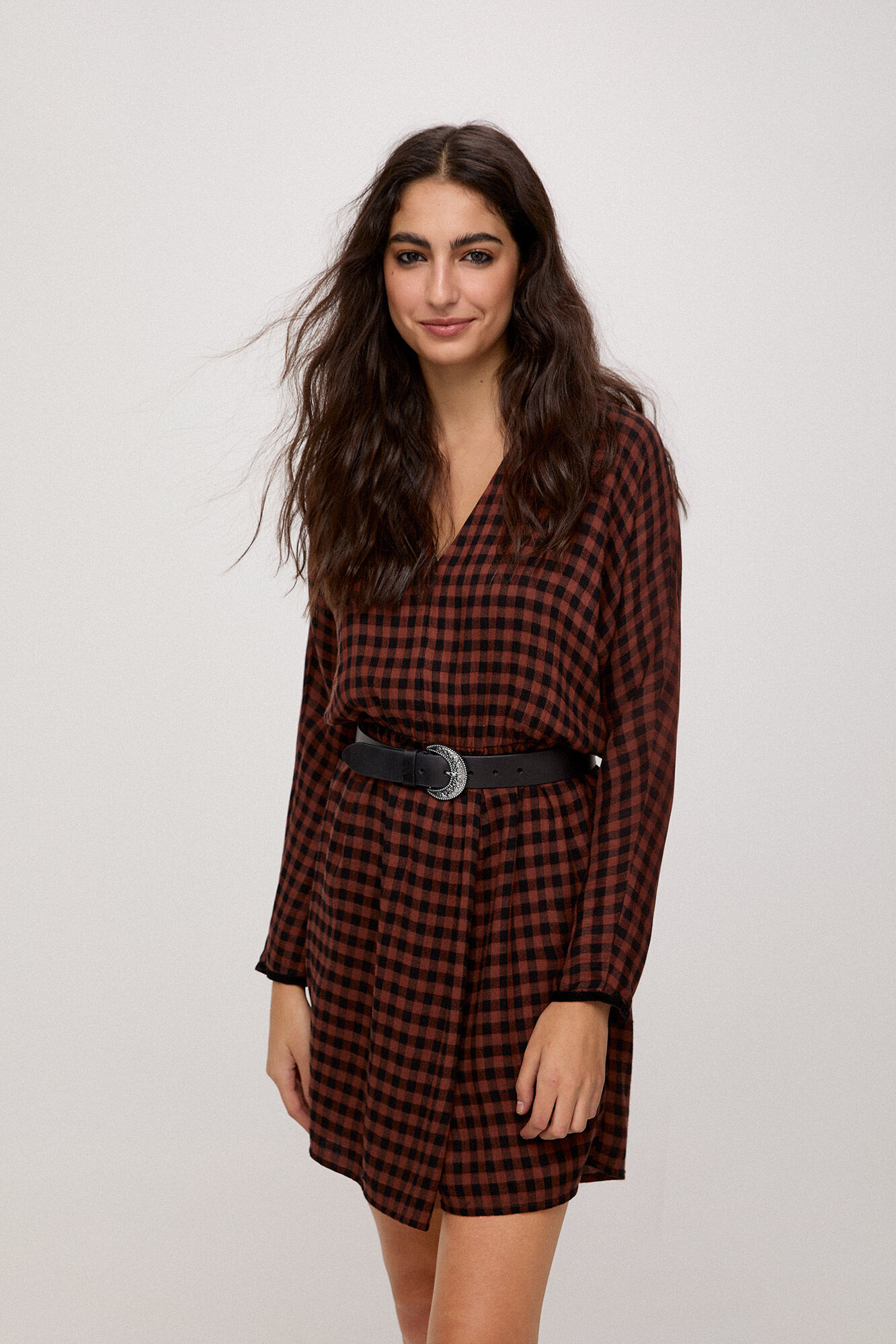 Vestido xadrez - Marrom