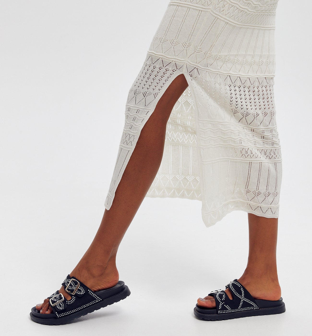Jupe en maille dentelle Femme - Ecru