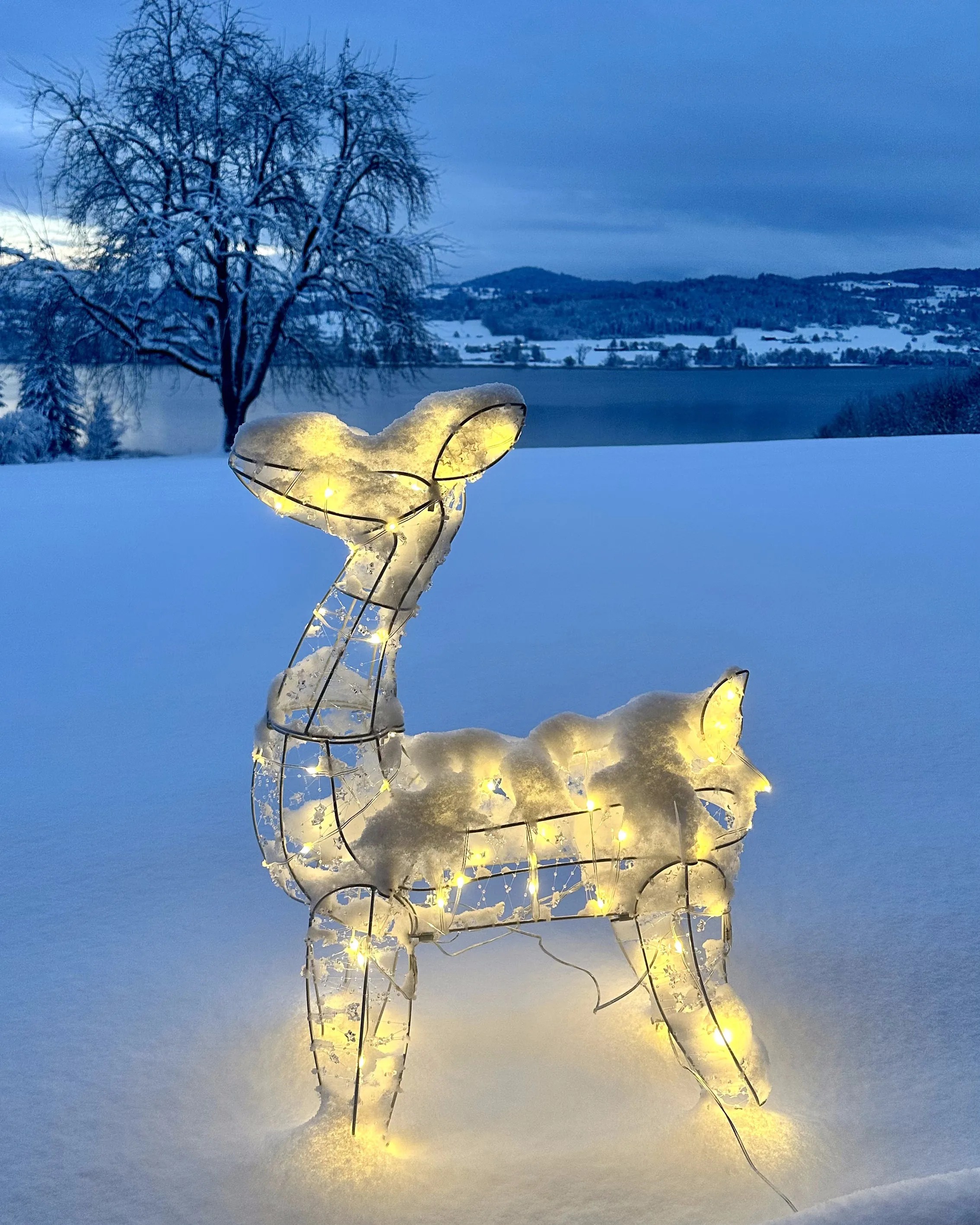 Buitendecoratie LED HAFNIR Hert 92 cm Zilver
