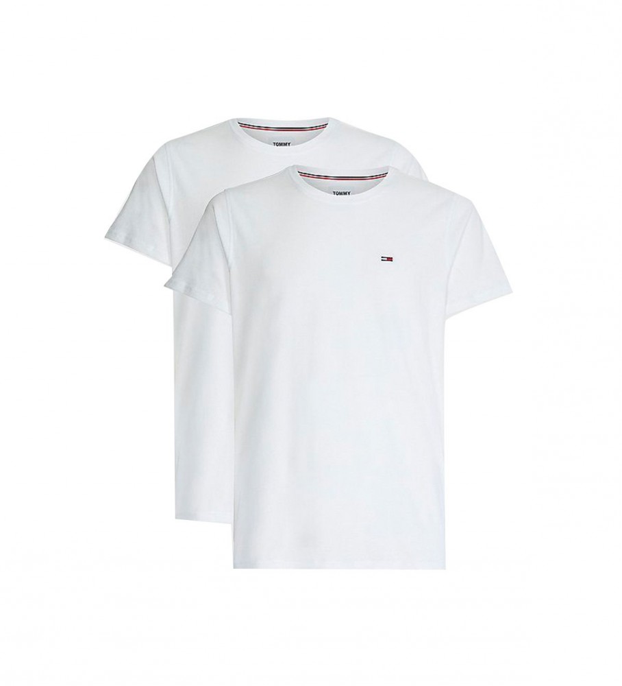 Conjunto de duas camisetas brancas Tommy Jeans de corte slim.