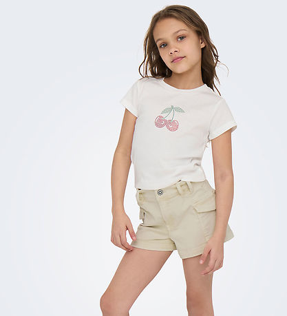 Kids Only T-Shirt - KogKira - Cloud Tänzer/Cherry m. Glitzerstei
