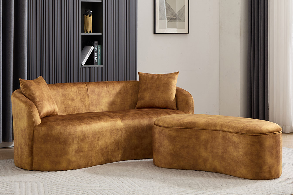 Extravagantes Sofa ELEMENTAL 180cm senfgelb Samt 2-Sitzer Couch Federkern