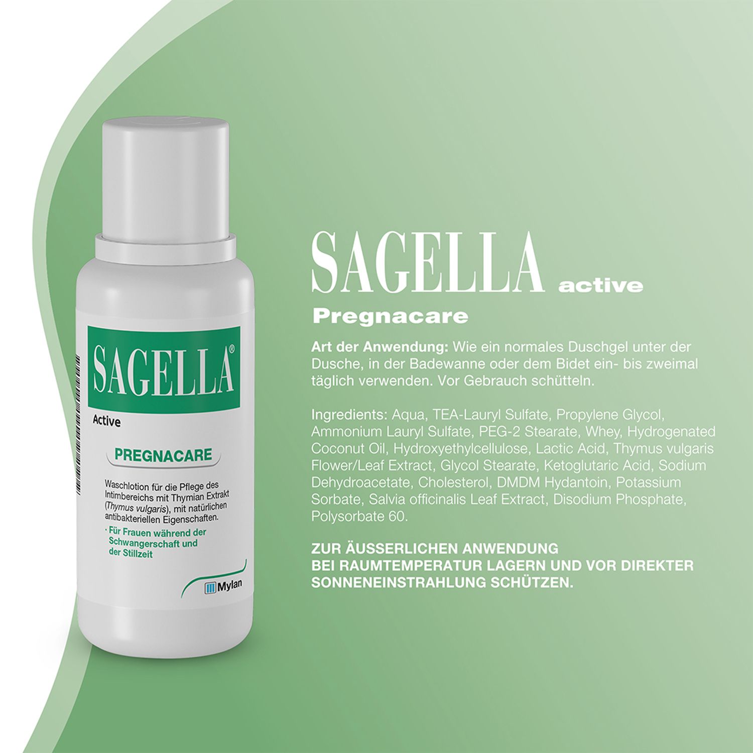 SAGELLA Active - PREGNACARE: Seifenfreie Intimwaschlotion für Frauen während und nach der Schwangerschaft