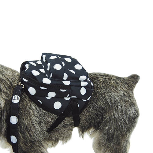 Mochila para cães pequenos, estampa de bolinhas rosa.