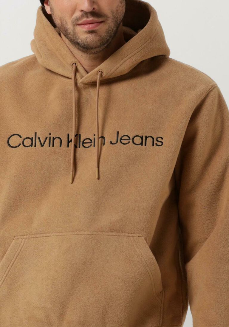 CALVIN KLEIN camel calvin klein sweater heavy double face hoodie