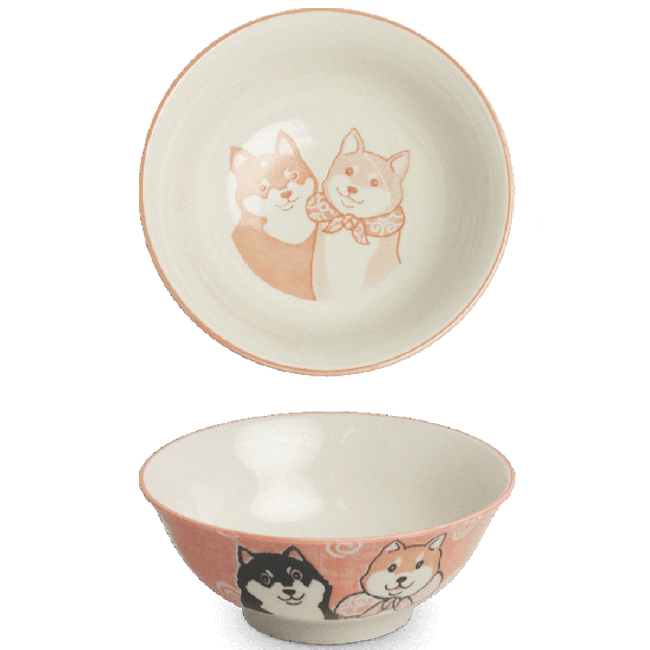 Kom Shiba Hond Roze 21cm