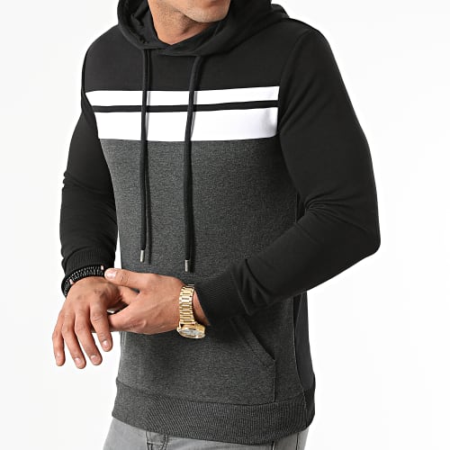 Sweat Capuche Slim Fit Tricolore 1962 Gris Anthracite Noir