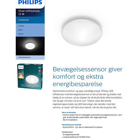 Philips Shane loftlampe med sensor - hvid