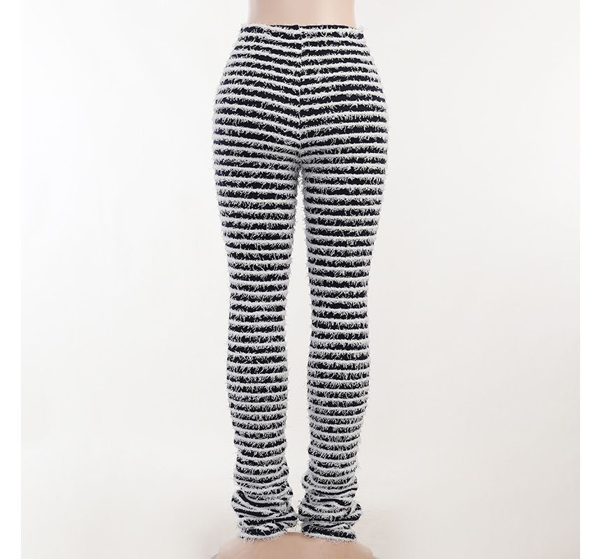 Eunostos - Gestreepte gebreide legging met hoge taille