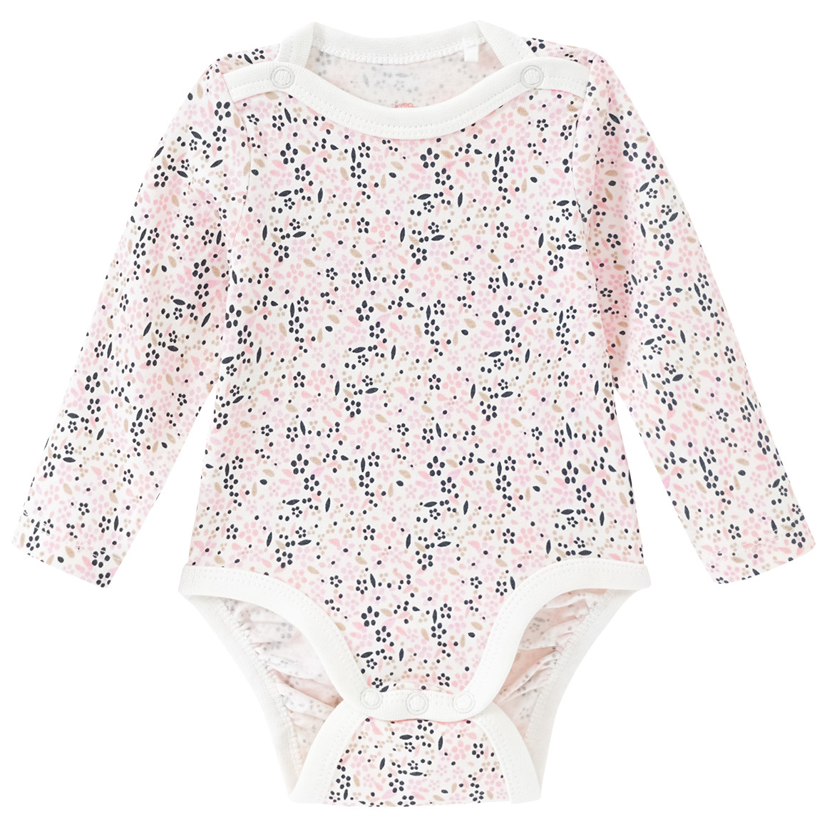 Topomini Baby Langarmbody mit Allover-Print weiss / rosa / dunkelblau
