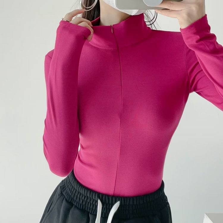 JOWI - Bodytop met lange mouwen en ritssluiting en effen hals