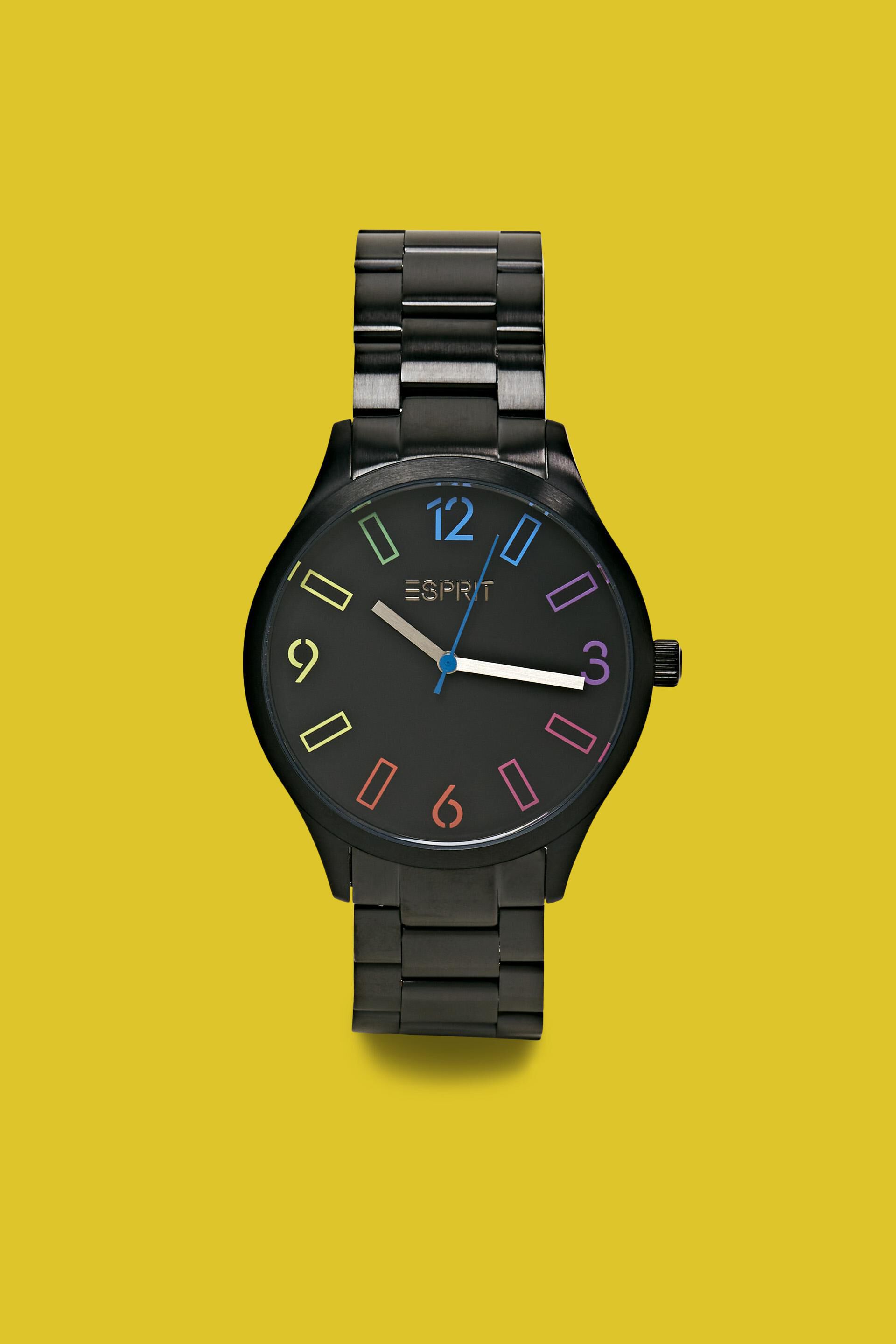 Montre-bracelet en acier inoxydable à chiffres multicolores