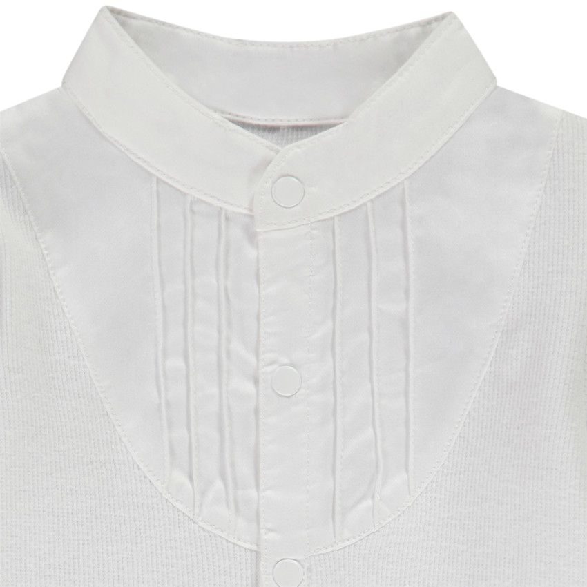 Dors-bien avec plastron et col mao pour bébé garçon - Blanc