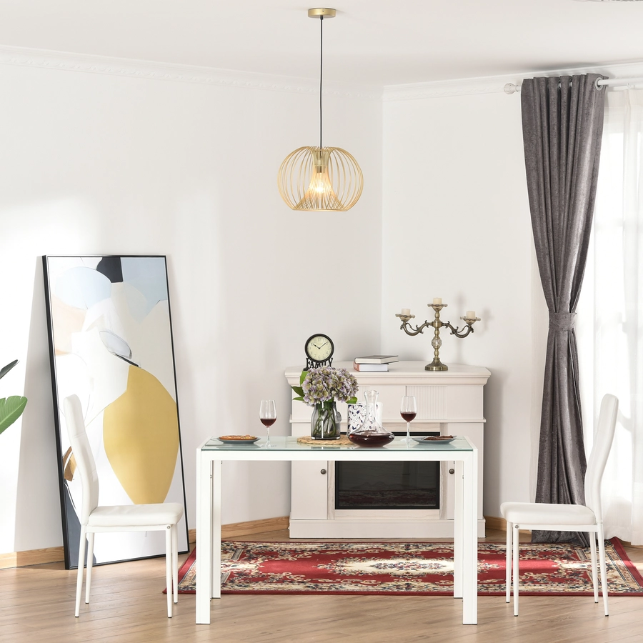 HOMCOM Pendelleuchte mit goldenem gebogenem Stahlrahmen gold