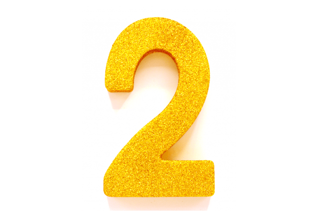 Goud Tafeldecoratie Cijfer 2 Glitter 20,5cm