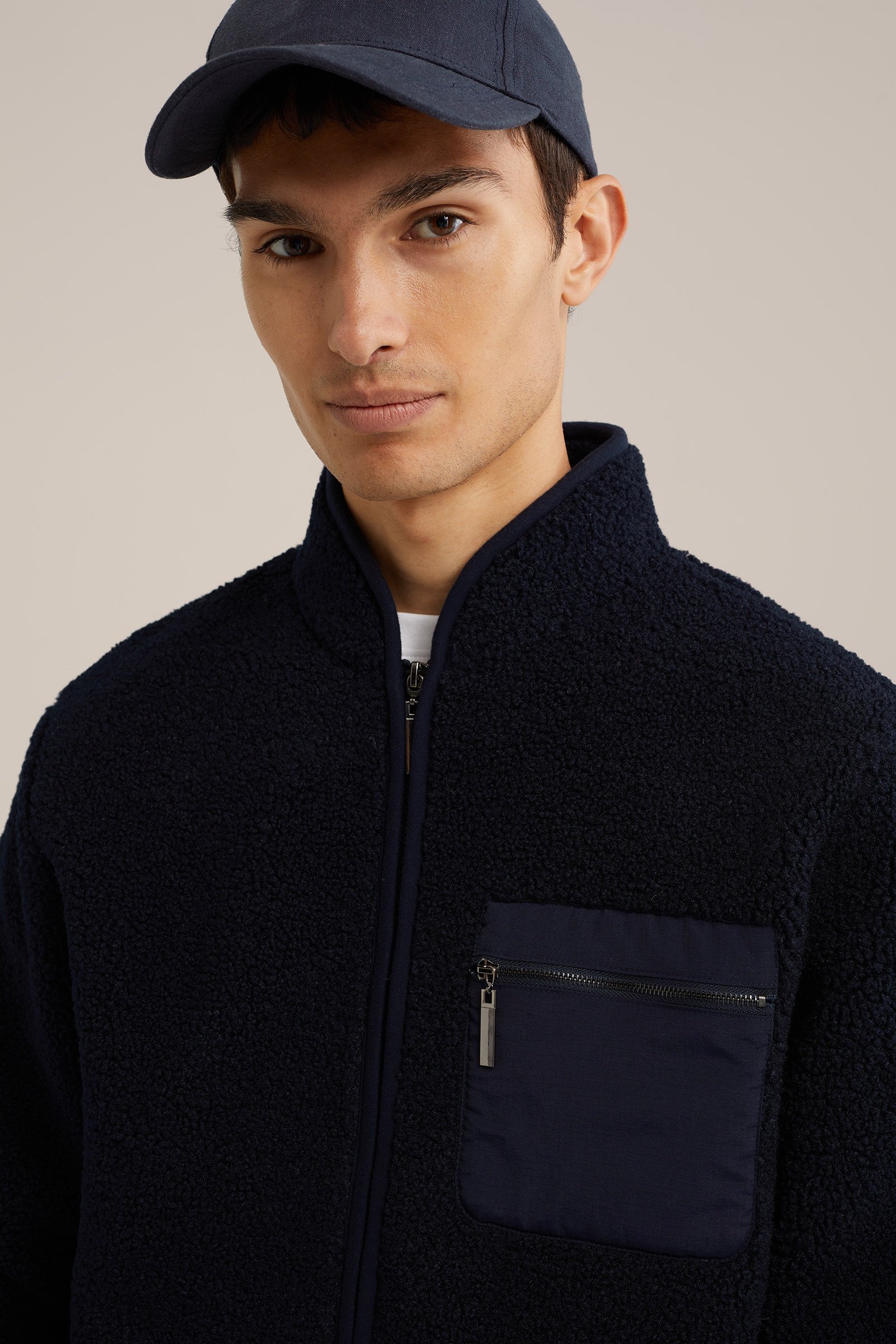 teddy bombervest WE Fashion Marineblauw