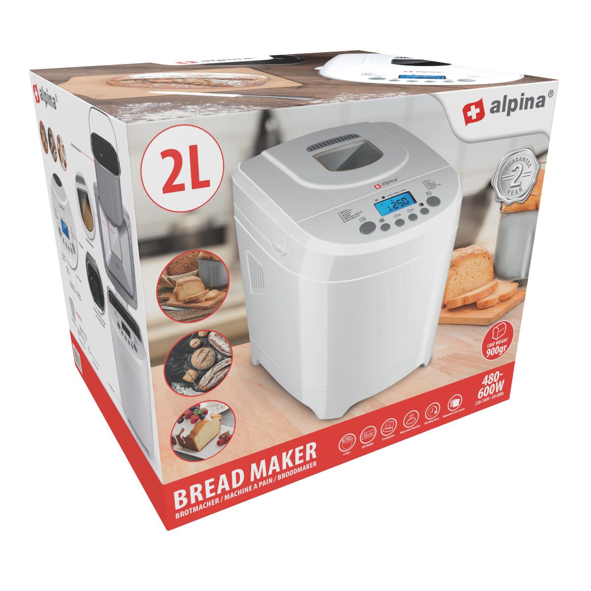 Alpina Broodbakmachine, 0.9kg, 600W