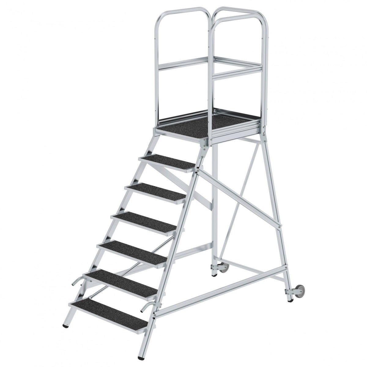MUNK Platformladder met wielen en handvat R13 Korund 7 treden