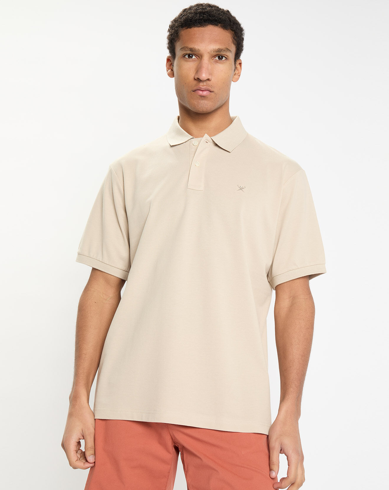 Hackett London Polo Slim Fit uni piqué beige clair