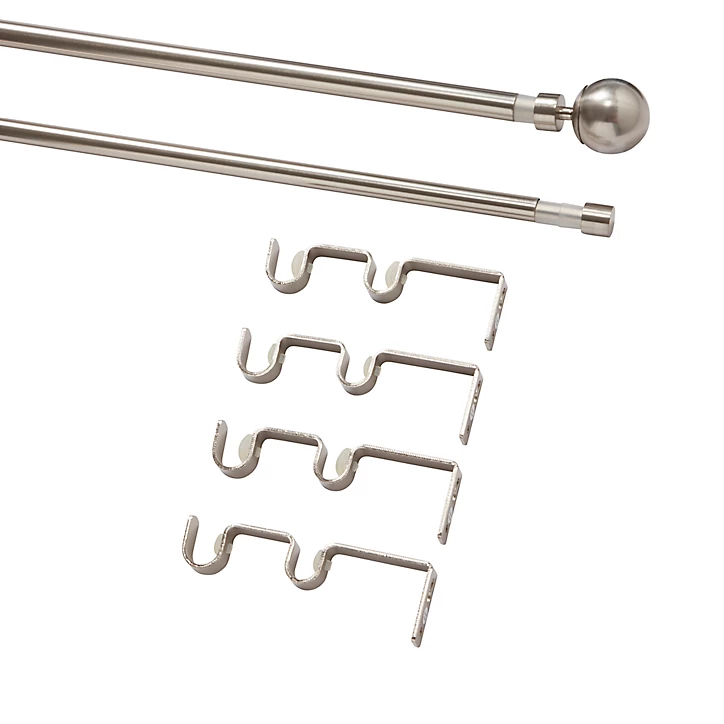 Kit de tringle à rideau double extensible embout boule Athens GoodHome 200/330 cm Ø19mm gris
