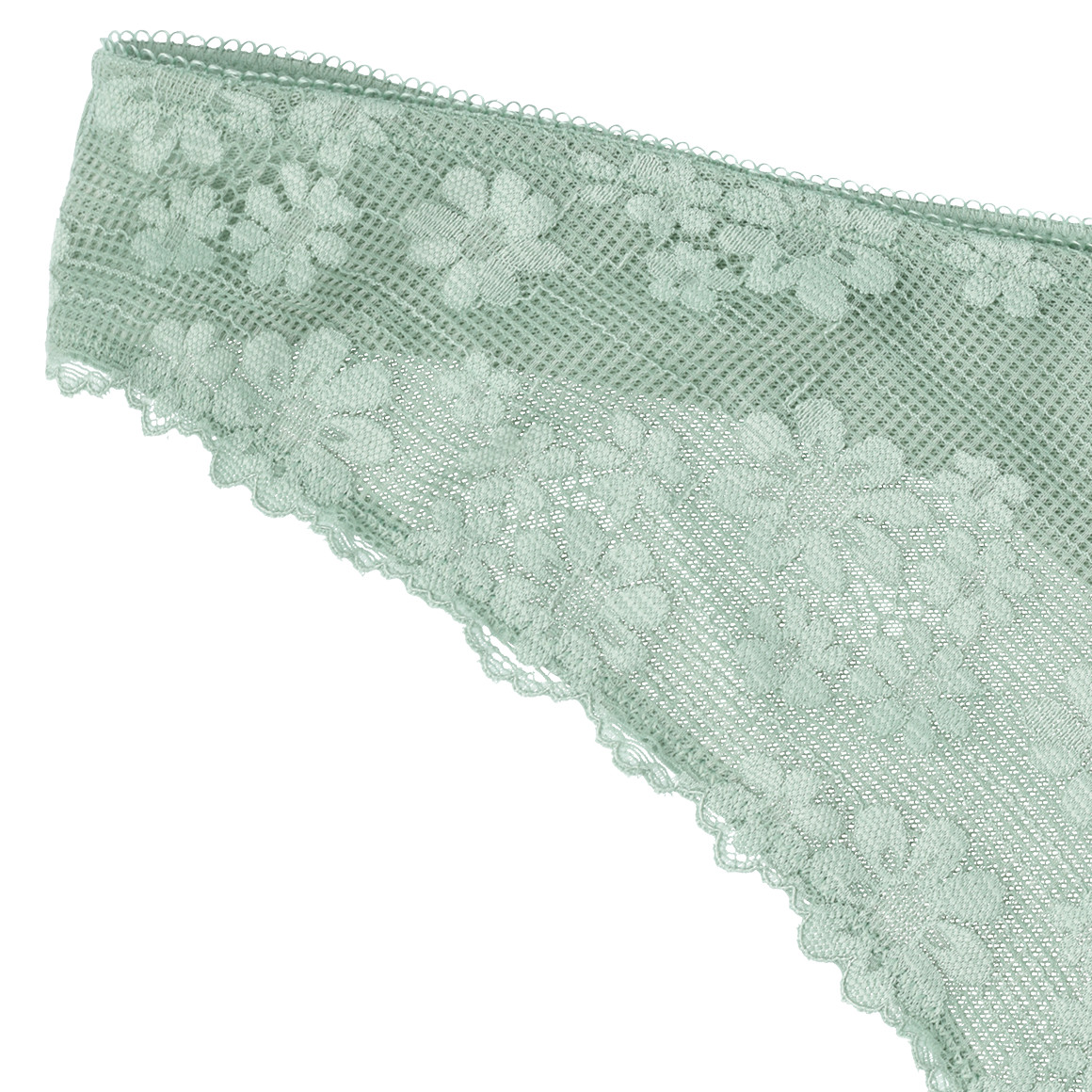 Gina Benotti Damen String mit floraler Spitze dunkelgrün