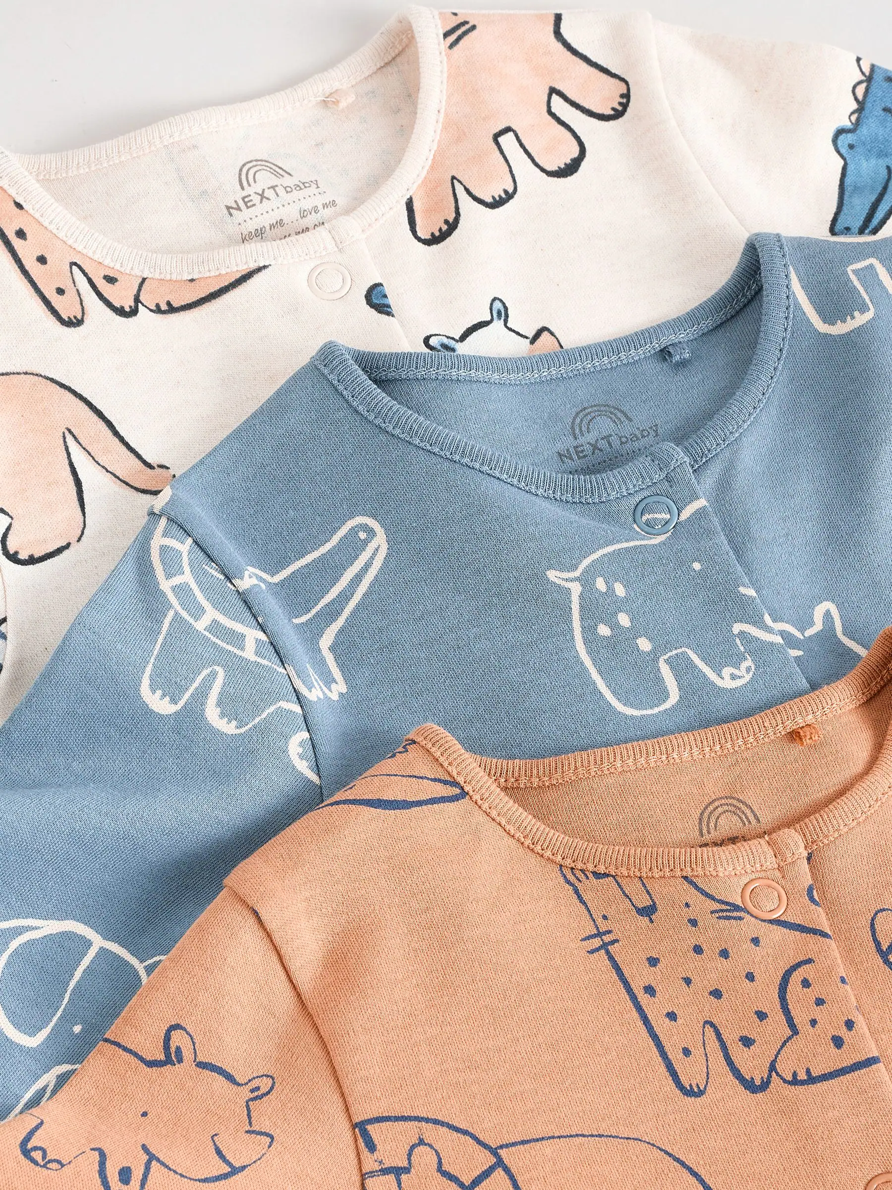 Bruin/blauw - Verpakking van 3 babypyjama's (0 mnd-3 jr)