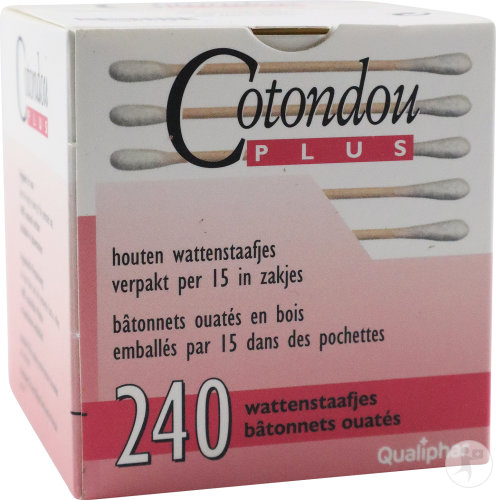 Cotondou Plus Extremités Ouatées Bâtonnets En Bois 240 Pièces
