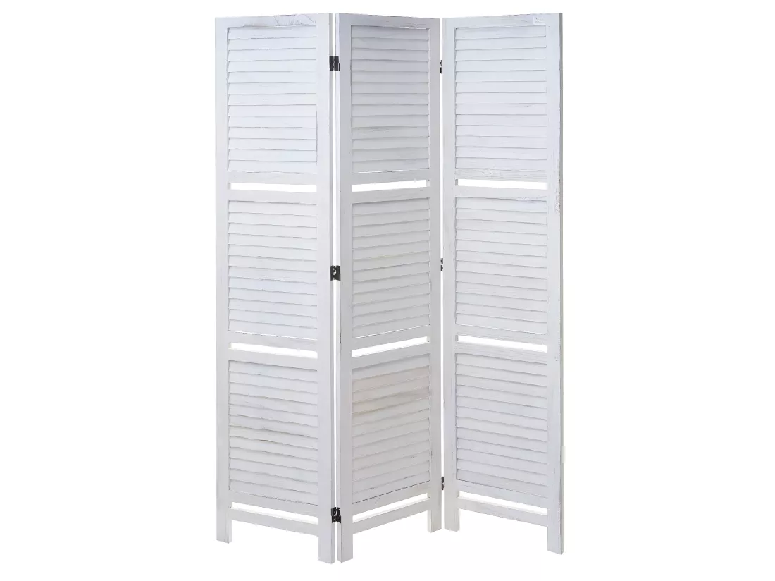 Paravent cloison de séparation bois blanche 125 x 20 x 170 cm 04_0003952