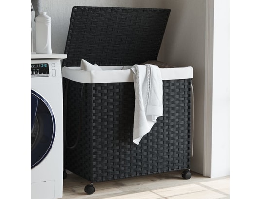 VIDAXL - Panier à linge avec roulettes noir 60x35x60,5 cm résine tres...