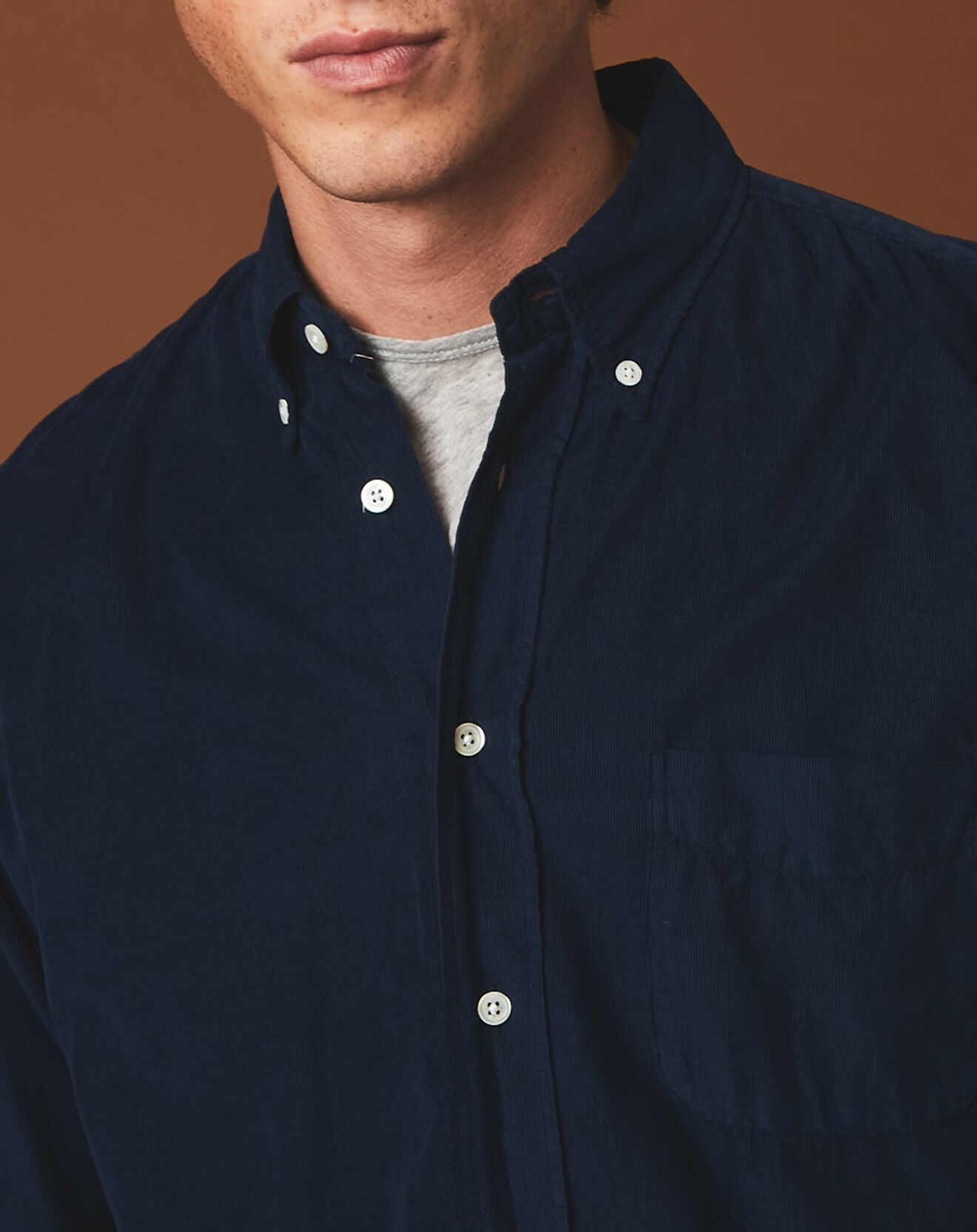Hartford Chemise en Velours Milleraies regular Pitt Pat encre