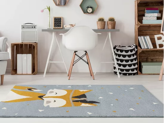 Tapis enfant motif renard - 100 x 150 cm - multicolore - JUNIO