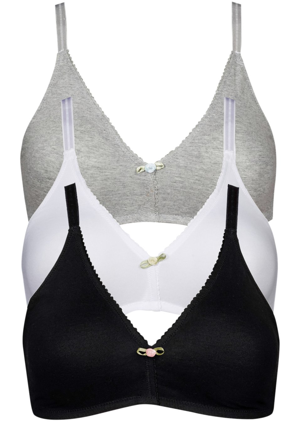 Lot de 3 soutiens-gorge sans armatures en coton
