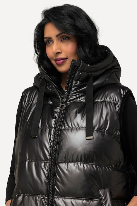 Longweste, Metallic-Schimmer, 2-Wege-Zipper, recycelt