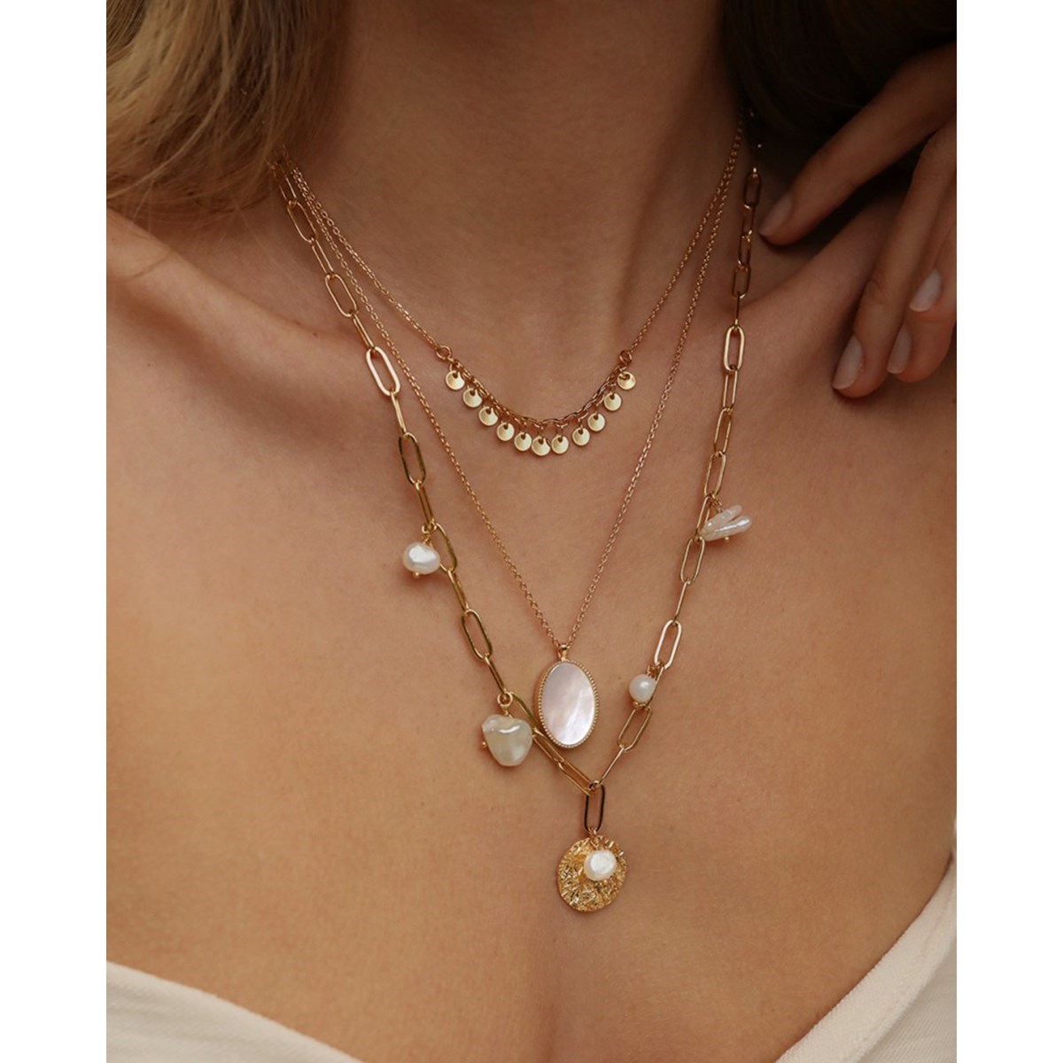 Collier pierre agate rouge doré à l'or fin 24k FRIDA
