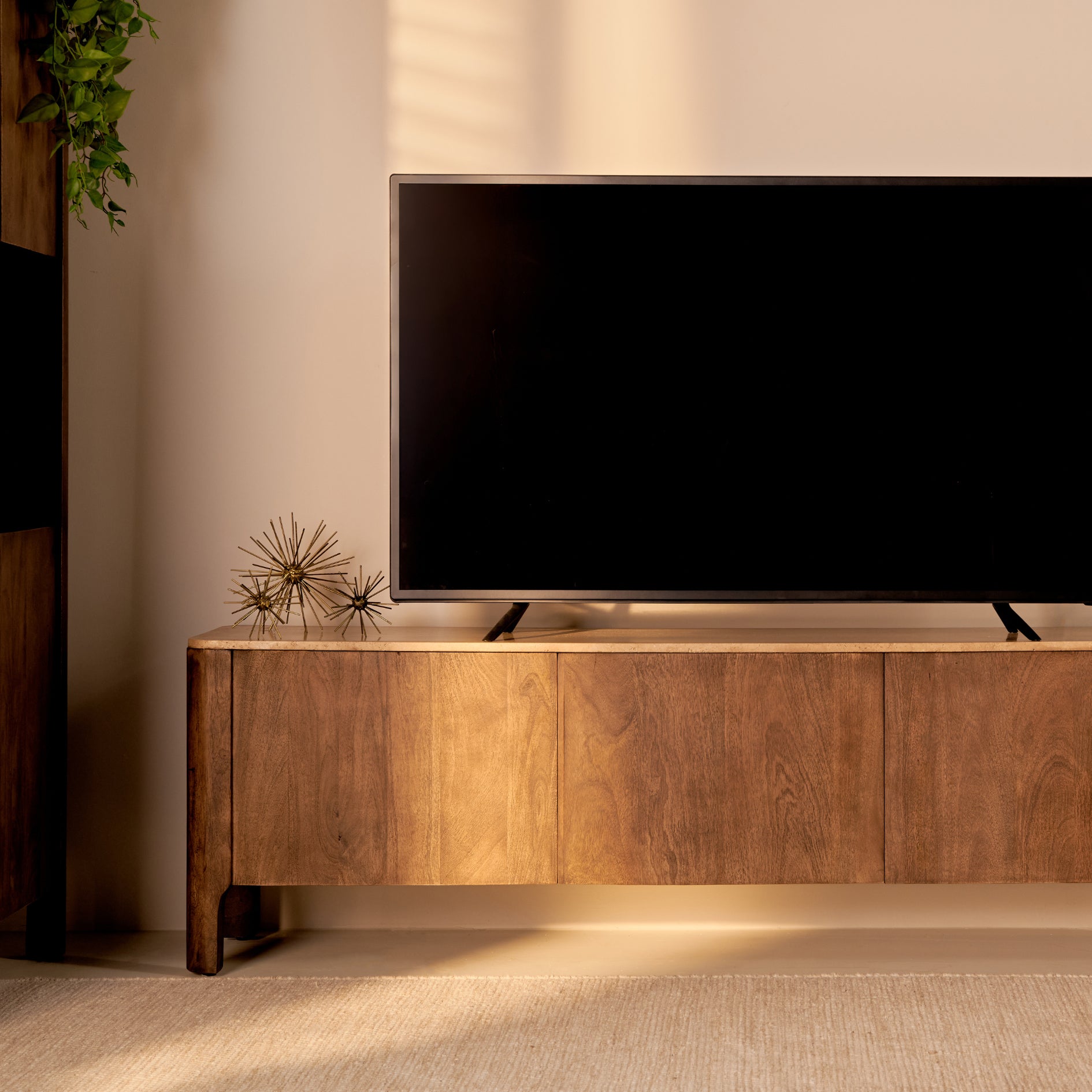 by fonQ Brato Tv-meubel met Marmeren Blad B 210 cm - Mangohout