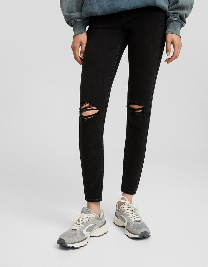 calça jeans skinny vintage de cintura baixa