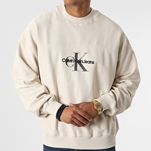 Sweat Crewneck Monologo Textured 1893 Beige