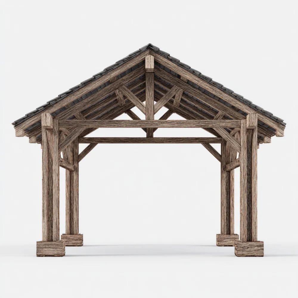 Holzpavillon aus Massivholz 300x300x250 cm - Natur - Rustikaler Stil