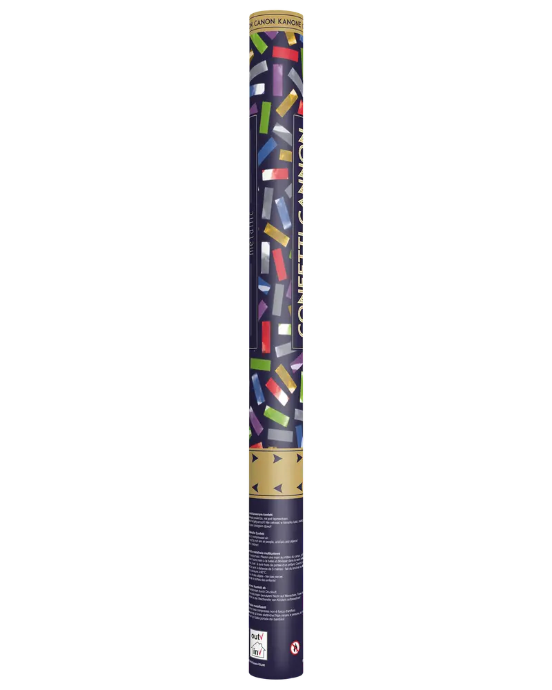 Konfettirør 60 cm - multifarvet