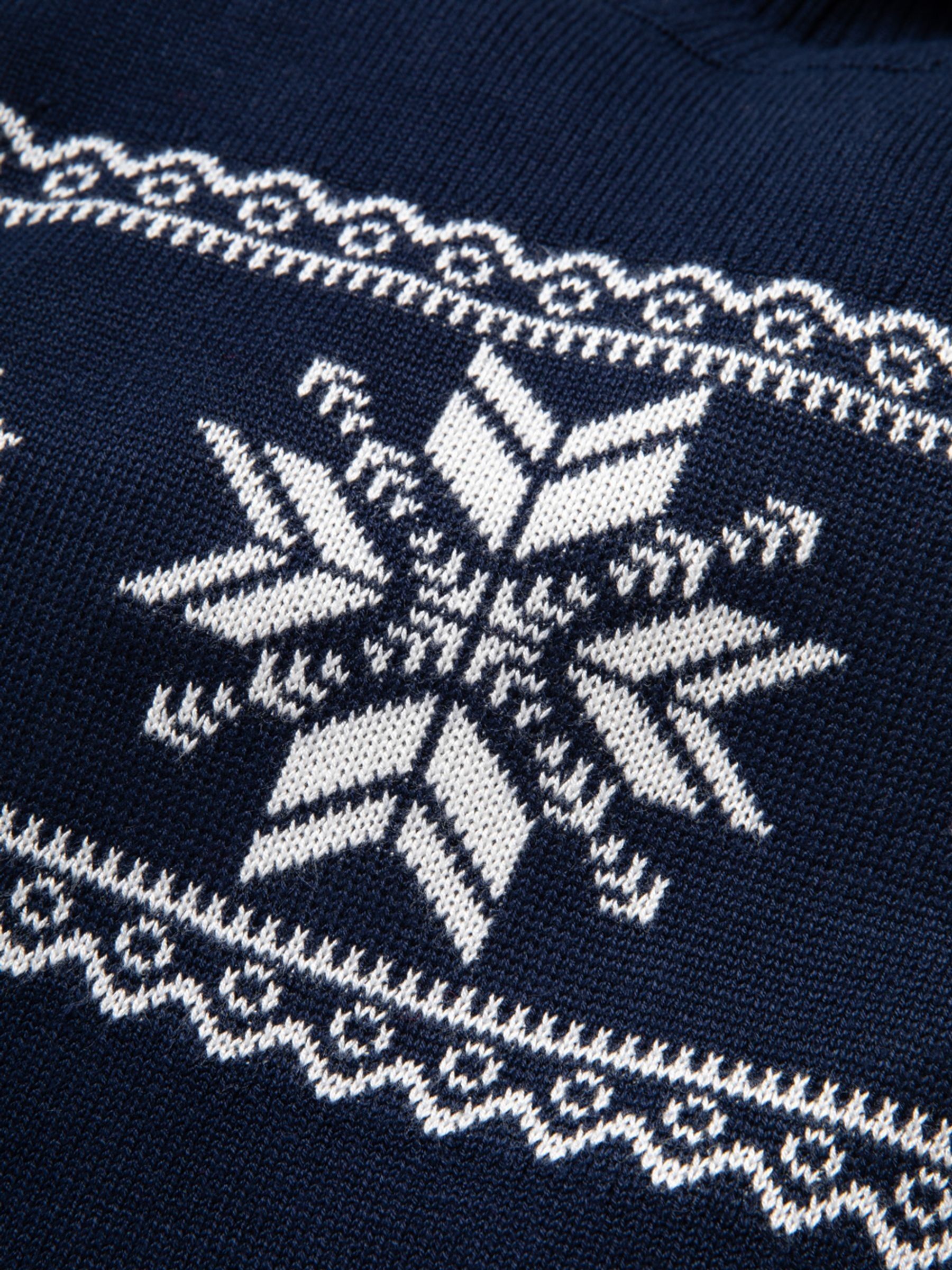 The Little Tailor Nauwsluitende kindertrui in blauw met sneeuwvlokken