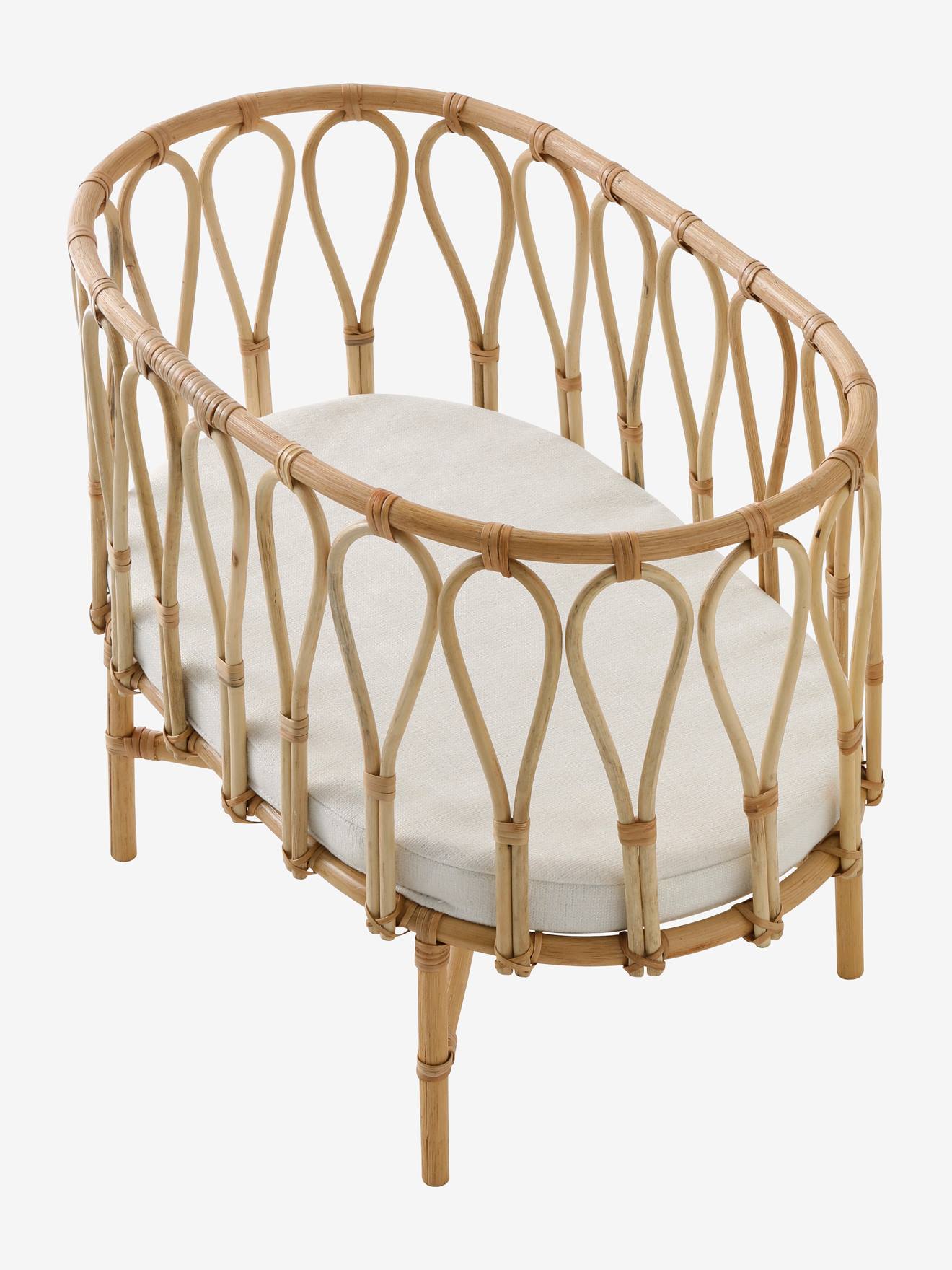 Cama de boneca em rattan bege