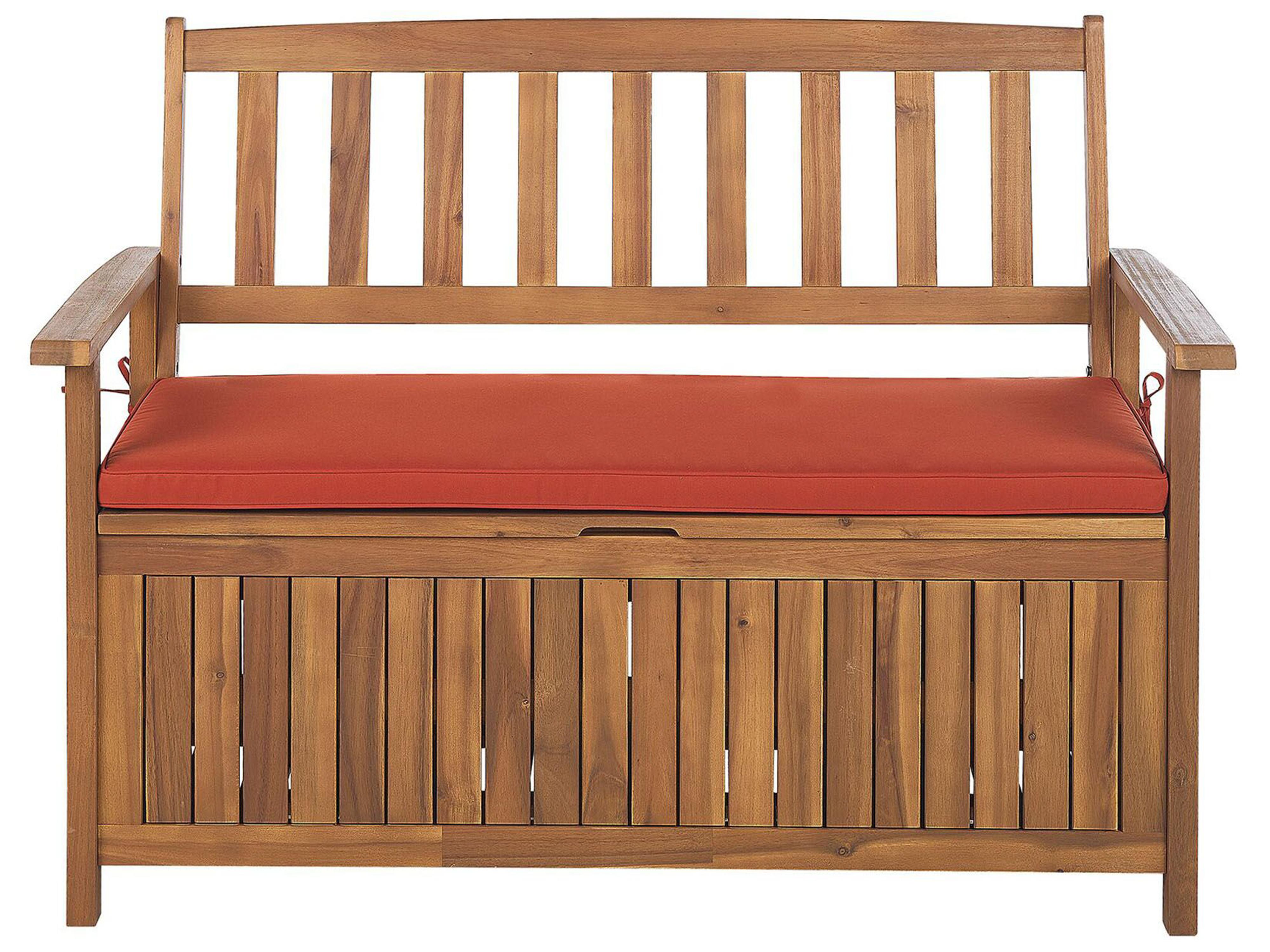 Tuinbank met zitkussen SOVANA 120 cm met opbergruimte Acaciahout Rood