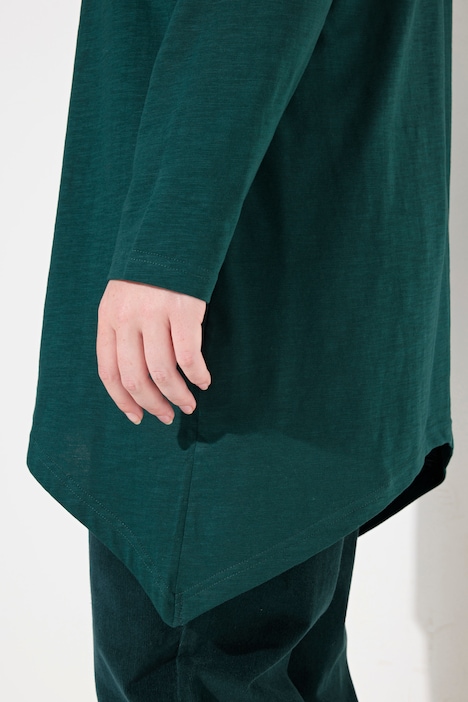 Longshirt, Blätter, V-Ausschnitt, Langarm, Biobaumwolle
