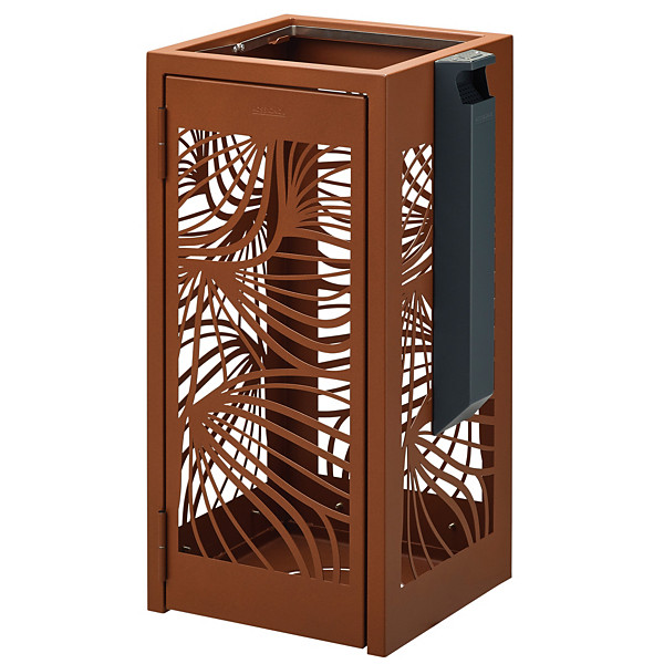 ROSSIGNOL Corbeille a poser ou à fixer bella 110 L effet corten - avec cendrier 1.5l anthracite mat
